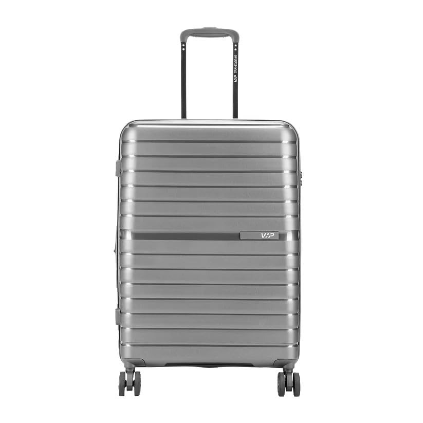 VIP Lightweight Polypropelyne Wheels Multistage Trolley,TSA Lock with Organizer,Elegent Pinstripe Design Luggage Bag with 5 Years International Warranty.
