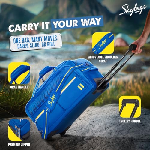 Skybags Muse 65 Liters Polyester Large Size | Stylish Duffel Trolley Bag with Two Wheels, Two Stage Push Button | Premium Zipper, Travel Bag | 3-Year International Warranty - Unisex