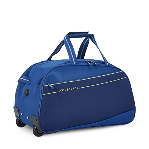 Aristocrat Polyester Solid Pattern In-Line Skate Delta Dft 62 Blue Hard Trolley Bag