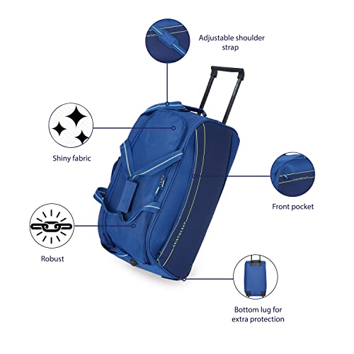 Aristocrat Polyester Solid Pattern In-Line Skate Delta Dft 62 Blue Hard Trolley Bag