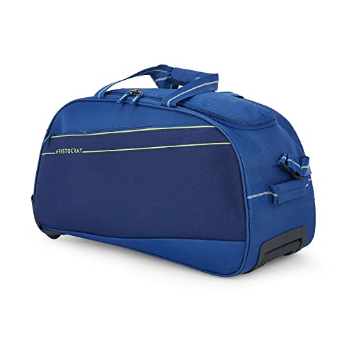 Aristocrat Polyester Solid Pattern In-Line Skate Delta Dft 62 Blue Hard Trolley Bag