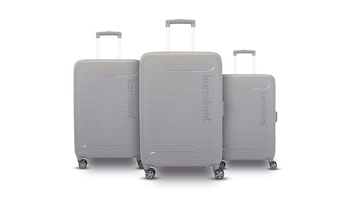 Kamiliant 3PC KAM Double Spinner Wheels Hard Shell Suitcase Nexus DW Set Light Gry,Grey, Small, Medium and Large,