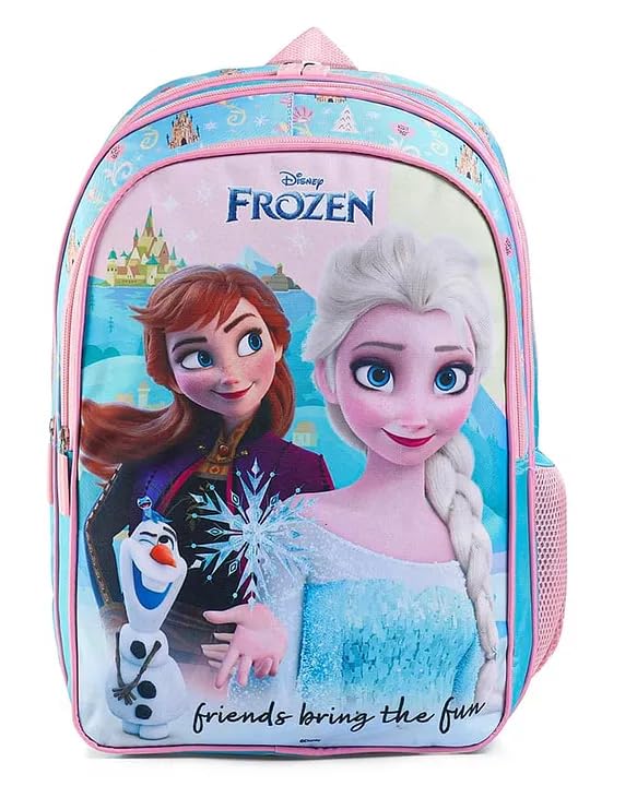 STRIDERS Frozen School Backpack for Kids | Lightweight Durable Backpack | Padded Comfortable Straps & Sparkling Elsa & Anna Design | Spacious Compartments for School Essentials | 1 inches
