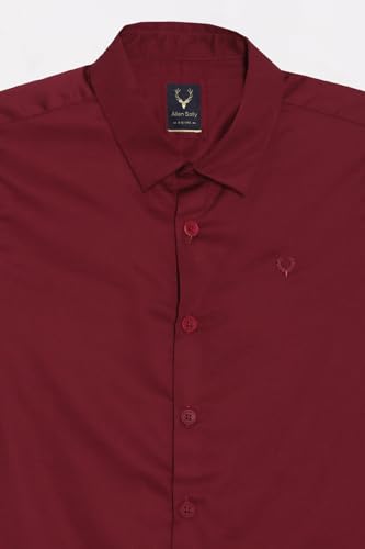 Allen Solly Boy's Solid Slim Fit Shirt (ABSFOSLFX87023_Maroon