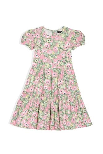 Allen Solly Girl's Cotton Modern Knee-Length Dress (AGDRERGFD37413_Green