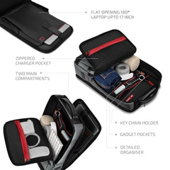 VIP Urban 17 Inch Compatible Laptop Backpack 25L + 5L Expandable | Water-Resistant with USB Charging Port | Padded Laptop Sleeve, 2 Compartments | Office & Travel Backpack for Men & Women