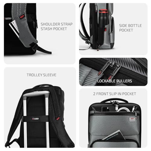 VIP Urban 17 Inch Compatible Laptop Backpack 25L + 5L Expandable | Water-Resistant with USB Charging Port | Padded Laptop Sleeve, 2 Compartments | Office & Travel Backpack for Men & Women