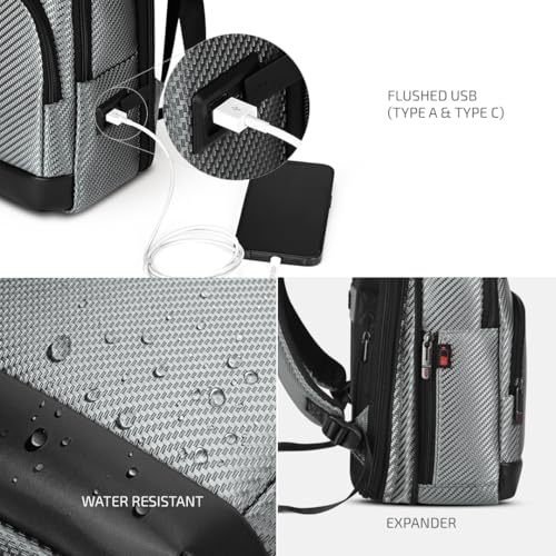 VIP Urban 17 Inch Compatible Laptop Backpack 25L + 5L Expandable | Water-Resistant with USB Charging Port | Padded Laptop Sleeve, 2 Compartments | Office & Travel Backpack for Men & Women