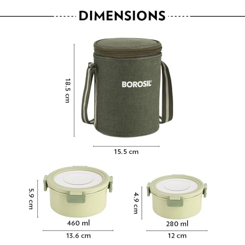 Borosil Household Lunch Box Steel Glory Green Lb