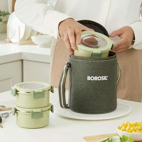 Borosil Household Lunch Box Steel Glory Green Lb