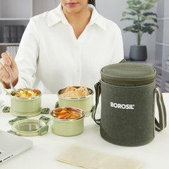 Borosil Household Lunch Box Steel Glory Green Lb