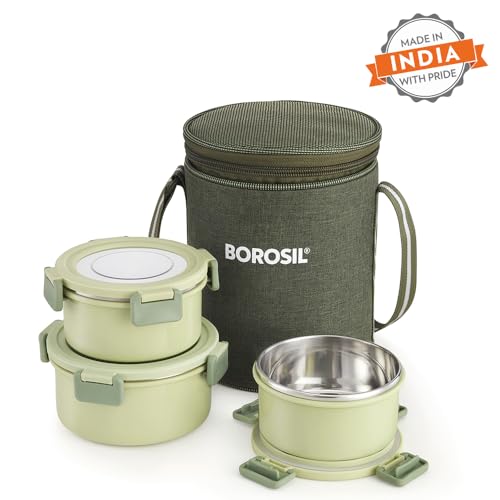 Borosil Household Lunch Box Steel Glory Green Lb