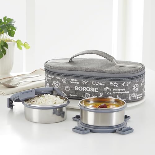Borosil Household Lunch Box Steel S/2 Slate