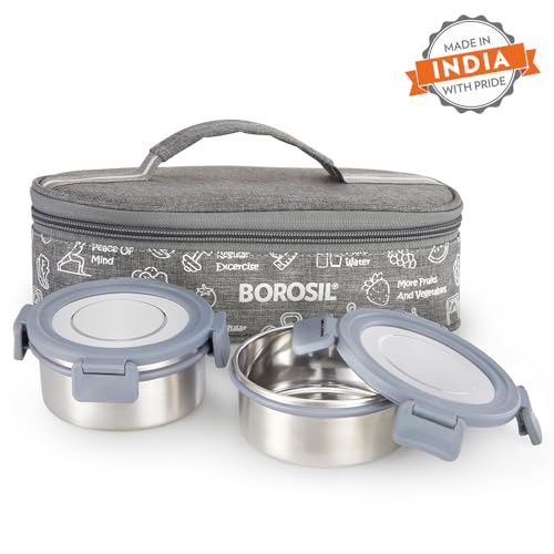 Borosil Household Lunch Box Steel S/2 Slate
