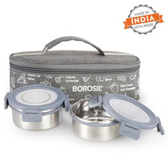 Borosil Household Lunch Box Steel S/2 Slate