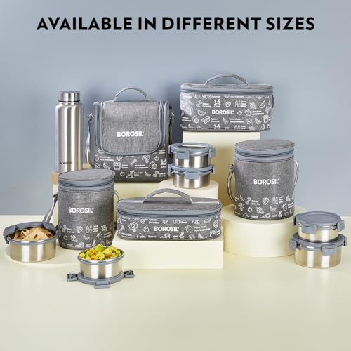 Borosil Household Lunch Box Steel S/2 Slate