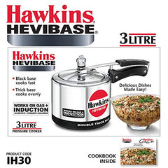 Hawkins Aluminium 3 Litre Hevibase Pressure Cooker,Induction Inner Lid Cooker,Silver(IH30)