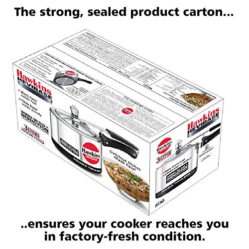 Hawkins Aluminium 3 Litre Hevibase Pressure Cooker,Induction Inner Lid Cooker,Silver(IH30)