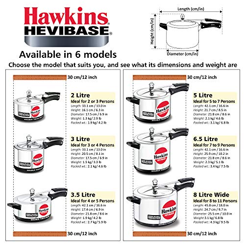 Hawkins Aluminium 3 Litre Hevibase Pressure Cooker,Induction Inner Lid Cooker,Silver(IH30)