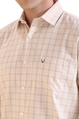 Allen Solly Men's Checkered Slim Fit Shirt (ASSFQSPP496159_Beige