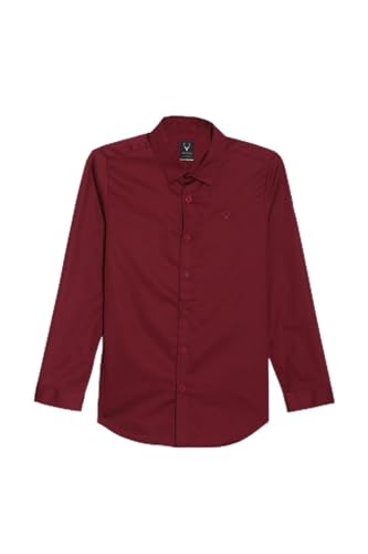 Allen Solly Boy's Solid Slim Fit Shirt (ABSFOSLFX87023_Maroon