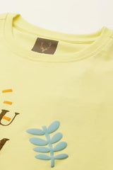 Boys Yellow Regular Fit Graphic Print Crew Neck T-Shirt