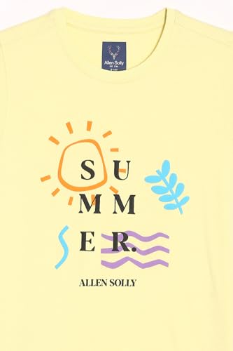 Boys Yellow Regular Fit Graphic Print Crew Neck T-Shirt