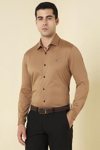 Allen Solly Men's Solid Slim Fit Shirt (ASSFMKTPP67185_Brown