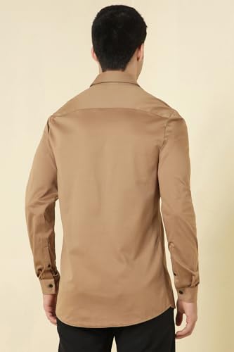 Allen Solly Men's Solid Slim Fit Shirt (ASSFMKTPP67185_Brown
