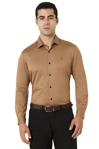 Allen Solly Men's Solid Slim Fit Shirt (ASSFMKTPP67185_Brown
