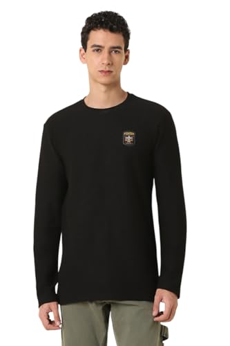 Allen Solly Men's Solid Slim Fit T-Shirt (ALKCASGFD54555_Black