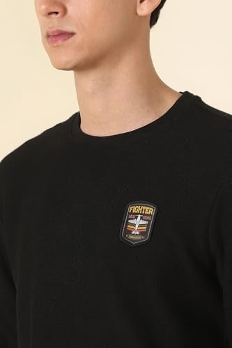 Allen Solly Men's Solid Slim Fit T-Shirt (ALKCASGFD54555_Black