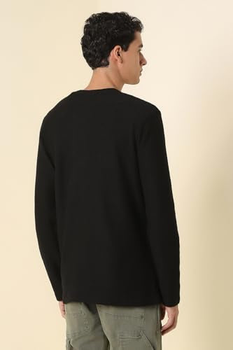 Allen Solly Men's Solid Slim Fit T-Shirt (ALKCASGFD54555_Black