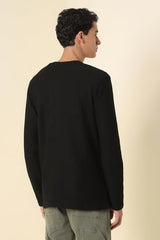 Allen Solly Men's Solid Slim Fit T-Shirt (ALKCASGFD54555_Black