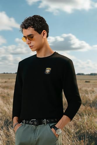 Allen Solly Men's Solid Slim Fit T-Shirt (ALKCASGFD54555_Black