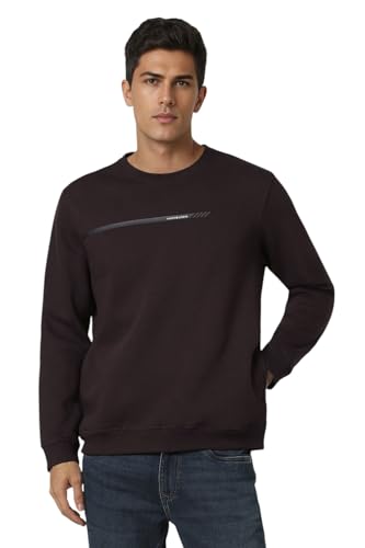 Van Heusen Men Brown Solid Crew Neck Sweatshirt