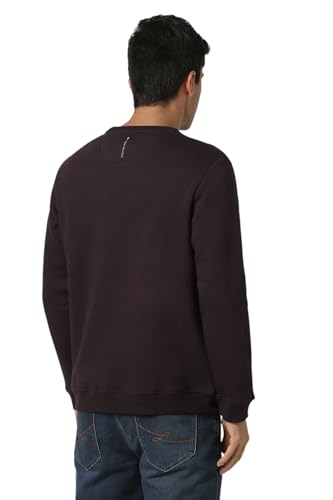 Van Heusen Men Brown Solid Crew Neck Sweatshirt
