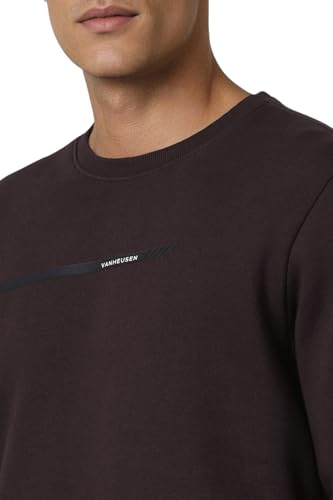 Van Heusen Men Brown Solid Crew Neck Sweatshirt