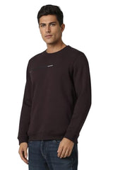 Van Heusen Men Brown Solid Crew Neck Sweatshirt