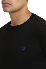 Allen Solly Men's Polycotton Crew Neck Sweatshirt (ASSTQRGFU04553_Black
