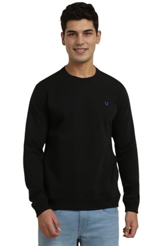 Allen Solly Men's Polycotton Crew Neck Sweatshirt (ASSTQRGFU04553_Black