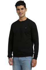 Allen Solly Men's Polycotton Crew Neck Sweatshirt (ASSTQRGFU04553_Black