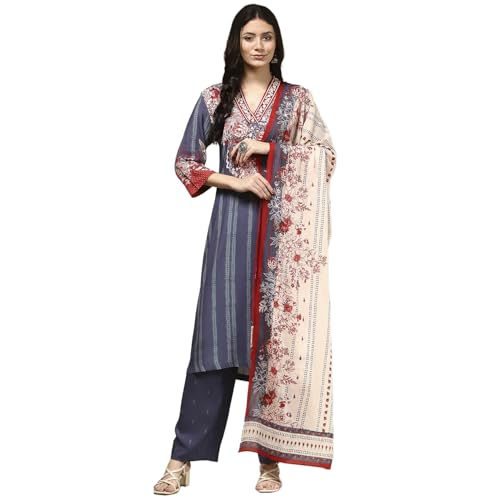 Biba Women's Rayon Kurta Bottom Dupatta