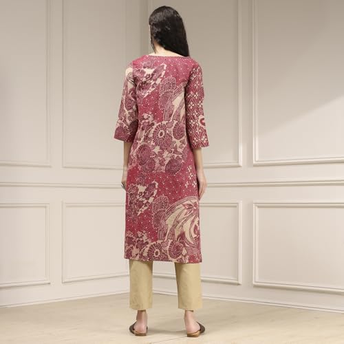 Biba Women's Cotton Printed Straight Kurta