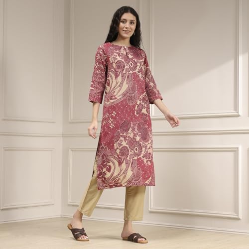 Biba Women's Cotton Printed Straight Kurta