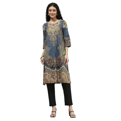 Biba Women's Cotton Printed Straight Kurta