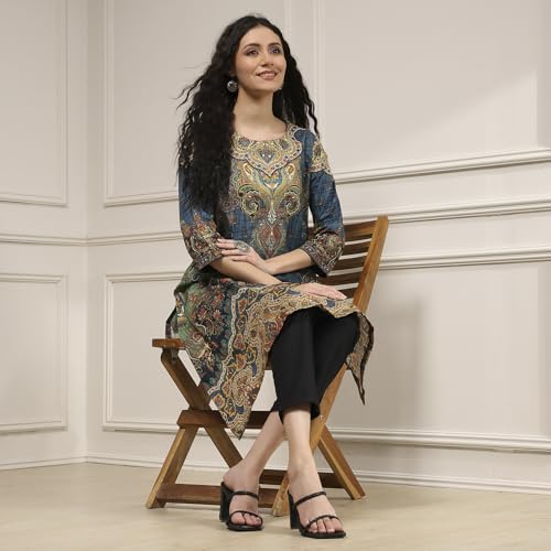 Biba Women's Cotton Printed Straight Kurta