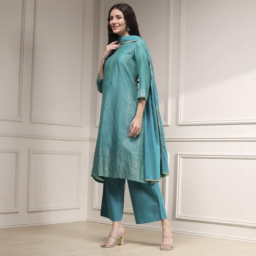Biba Women's Cotton Blend Kurta Bottom Dupatta