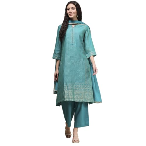 Biba Women's Cotton Blend Kurta Bottom Dupatta