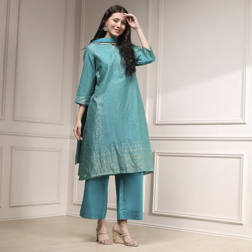 Biba Women's Cotton Blend Kurta Bottom Dupatta